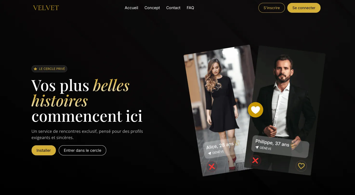 Aperçu du site Velvet